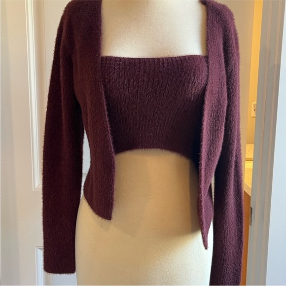 Love Tree Maroon Cardigan Sweater Set - Picture 1 of 2